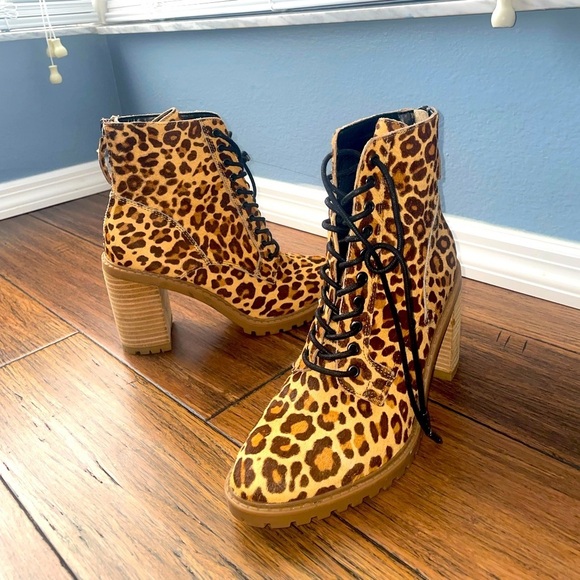 🖤Leopard Booties lace up boots chunky boots ankle boot Dolce Vita block heel - Picture 14 of 14